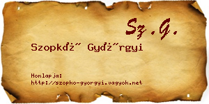 Szopkó Györgyi névjegykártya